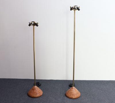  Leucos Set of Two Febo Floor Lamps in Glass and Marble by Roberto Pamio for Leucos