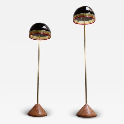  Leucos Set of Two Febo Floor Lamps in Glass and Marble by Roberto Pamio for Leucos