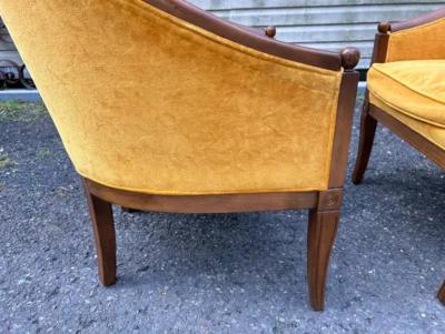  Lewittes Furniture Enterprises Elegant Pair Hollywood Regency Scoop Barrel Back Chairs Mid Century Modern