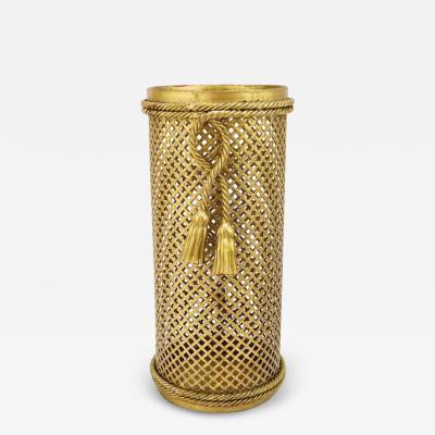  Li Puma Firenze Hollywood Regency Gilt Metal Rope Tassel Umbrella Stand Li Puma Firenze 1950