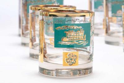  Libbey Glass Company Southern Comfort 22 Karat Gold Commemorative Glassware 1968