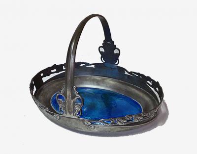 Liberty Co Archibald Knox Liberty Co Pewter and Turquoise Enamel Basket C 1900