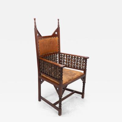  Liberty Co Liberty Co A Rare Moorish Armchair with Original Leather Seat