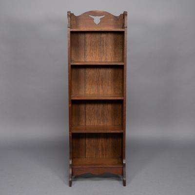  Liberty Co Liberty Co A Slim Arts Crafts Oak Bookcase with Stylized Floral Cut outs