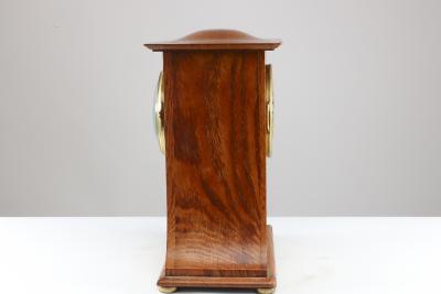  Liberty Co Liberty Co An Arts Crafts Oak Mantle Clock with Floral Inlay