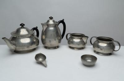  Liberty Co Liberty Co An Arts Crafts Six Piece Pewter Tudric Tea Set