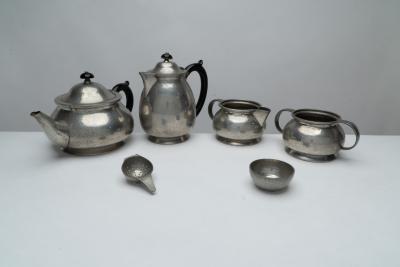  Liberty Co Liberty Co An Arts Crafts Six Piece Pewter Tudric Tea Set
