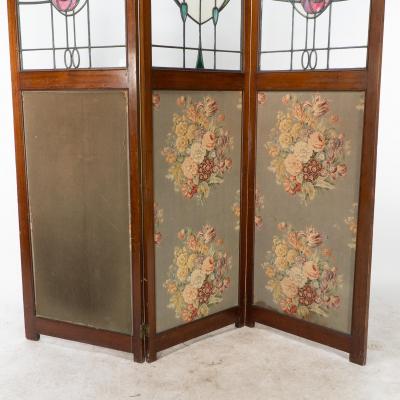  Liberty Co Liberty Co Glasgow style Arts Crafts walnut three fold screen