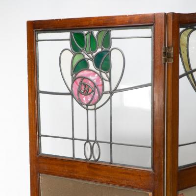  Liberty Co Liberty Co Glasgow style Arts Crafts walnut three fold screen