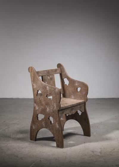  Liberty Co Liberty Co Japanese teak carved side chair