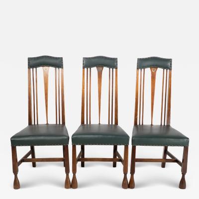  Liberty Co Liberty Co attr Set of 3 dining chairs with Voysey style inlaid pewter heart
