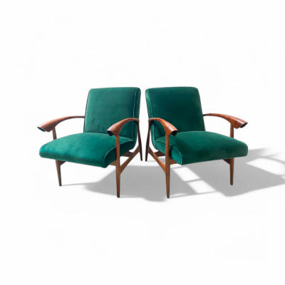  Liceu de Artes e Of cios Armchairs in Hardwood Green Velvet Liceu De Artes 1960s Lot 513