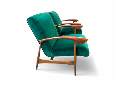  Liceu de Artes e Of cios Armchairs in Hardwood Green Velvet Liceu De Artes 1960s Lot 513