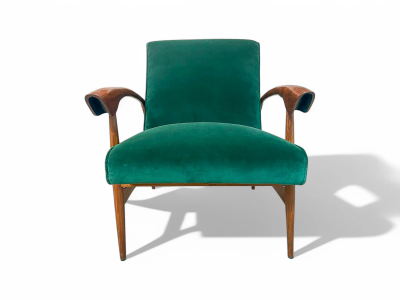  Liceu de Artes e Of cios Armchairs in Hardwood Green Velvet Liceu De Artes 1960s Lot 513