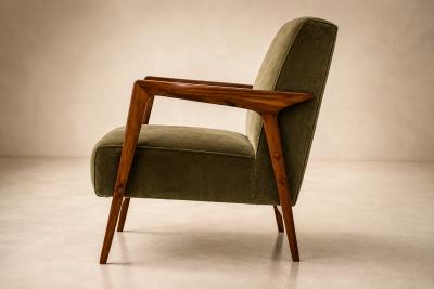  Liceu de Artes e Of cios Brazilian Modern Armchairs in Cavi na Olive Mohair Liceu de Artes e Of cios