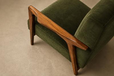  Liceu de Artes e Of cios Brazilian Modern Armchairs in Cavi na Olive Mohair Liceu de Artes e Of cios
