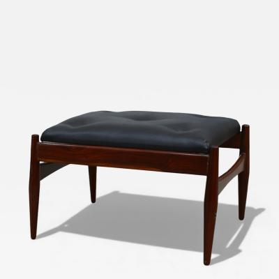  Liceu de Artes e Of cios Brazilian Modern Ottoman in Rosewood Leather Liceu de Artes 1960s
