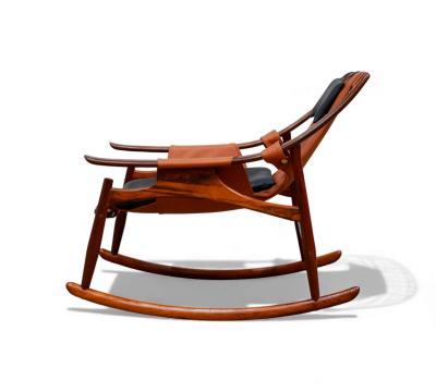  Liceu de Artes e Of cios Brazilian Modern Rocking Chair in Rosewood Leather Liceu de Artes 1960s