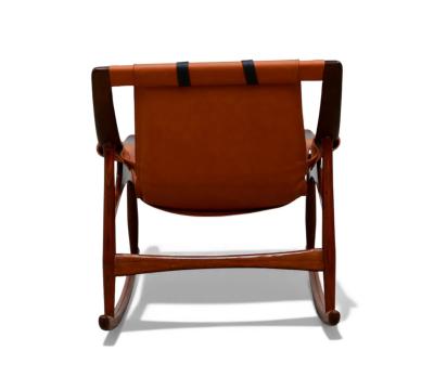  Liceu de Artes e Of cios Brazilian Modern Rocking Chair in Rosewood Leather Liceu de Artes 1960s