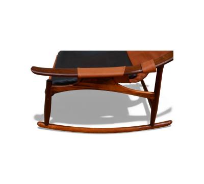  Liceu de Artes e Of cios Brazilian Modern Rocking Chair in Rosewood Leather Liceu de Artes 1960s