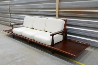  Liceu de Artes e Of cios Brazilian Modern Sofa in Hardwood Fabric by Liceu de Artes c 1960s