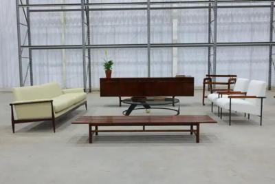  Liceu de Artes e Of cios Brazilian Modern Sofa in Hardwood Leather Liceu de Artes e Oficios 1960s