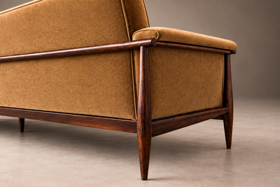  Liceu de Artes e Of cios Canoa Sofa in Rosewood and Camel Velvet Liceu de Artes e Of cios Lot 856C