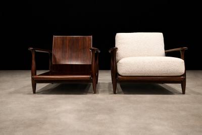  Liceu de Artes e Of cios Pair of Armchairs in Brazilian Rosewood Boucl by Liceu de Artes
