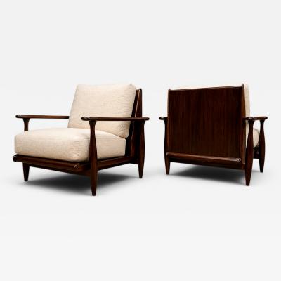  Liceu de Artes e Of cios Pair of Armchairs in Brazilian Rosewood Boucl by Liceu de Artes