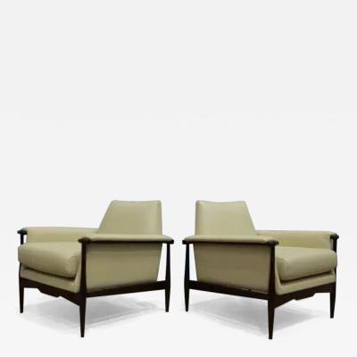  Liceu de Artes e Of cios Pair of Armchairs in Hardwood Leather by Liceu de Artes e Oficios c 1960s