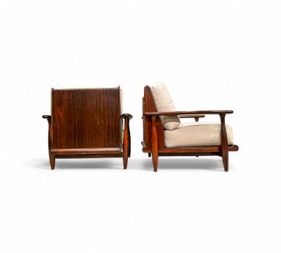  Liceu de Artes e Of cios Pair of Armchairs in Rosewood Boucle Liceu De Artes 1960s Lot 218