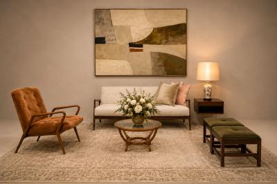  Liceu de Artes e Of cios Pair of Brazilian Modern Stools in Rosewood Cane and Olive Mohair Cushions