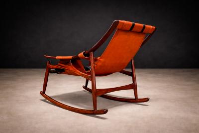  Liceu de Artes e Of cios Rocking Chair in Rosewood Leather Liceu de Artes 1960s
