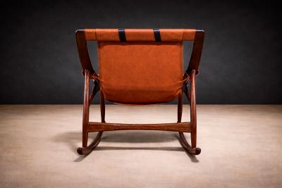  Liceu de Artes e Of cios Rocking Chair in Rosewood Leather Liceu de Artes 1960s
