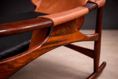  Liceu de Artes e Of cios Rocking Chair in Rosewood Leather Liceu de Artes 1960s