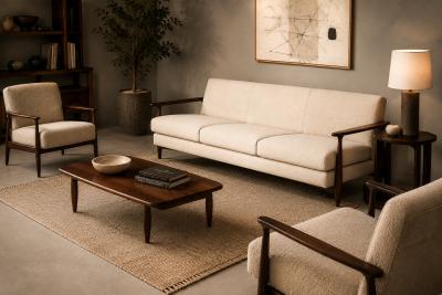  Liceu de Artes e Of cios Sofa in Rosewood Warm Ivory Mohair by Liceu de Artes e Of cios Brazil