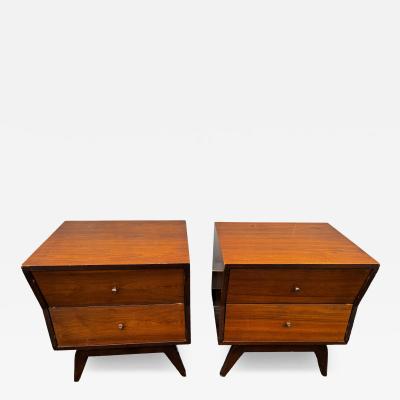  Lichtenberg Son Pair of Sculpted Walnut Nightstands by Lichtenberg Son