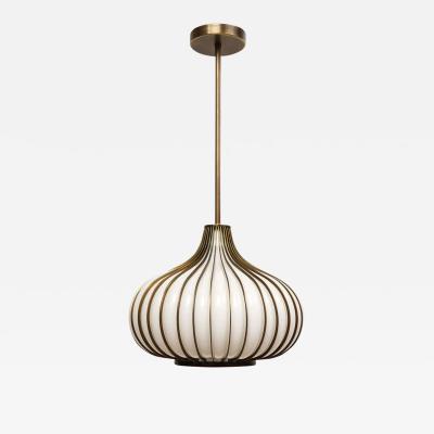  Lightcraft Onion Pendant Lamp Brass Glass Lightcraft of California