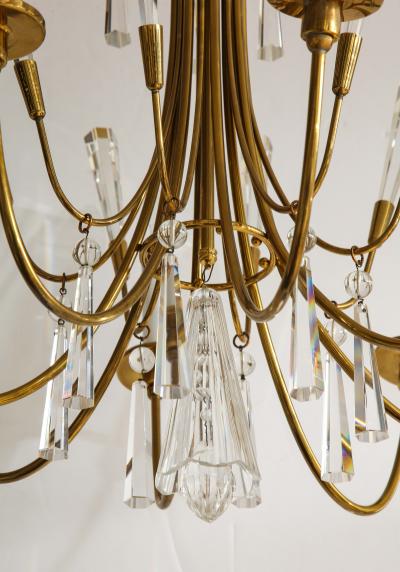  Lightolier 1950s Solid Brass And Glass Cnadelier By Lightolier
