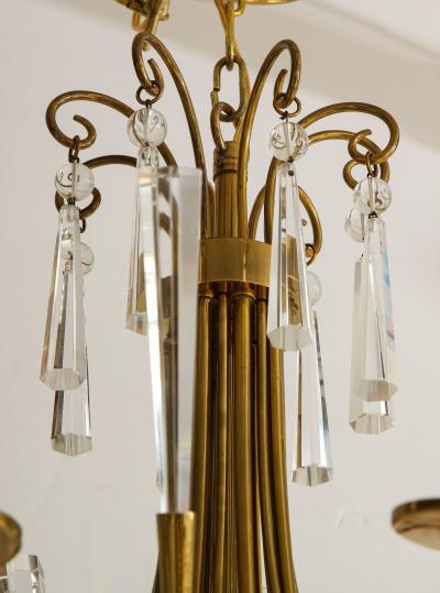  Lightolier 1950s Solid Brass And Glass Cnadelier By Lightolier