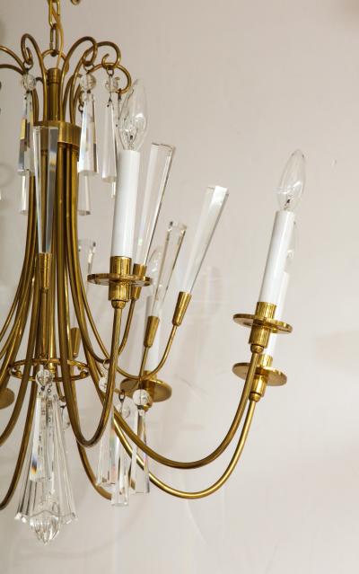  Lightolier 1950s Solid Brass And Glass Cnadelier By Lightolier
