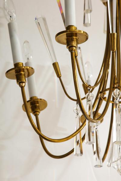  Lightolier 1950s Solid Brass And Glass Cnadelier By Lightolier