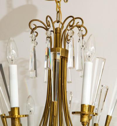  Lightolier 1950s Solid Brass And Glass Cnadelier By Lightolier