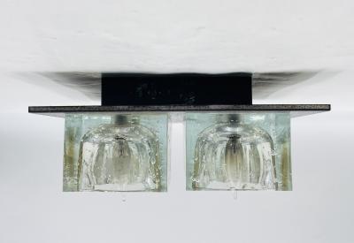  Lightolier Flush Mount Chrome Murano Glass Ceiling Light by Sciolari for Lightolier