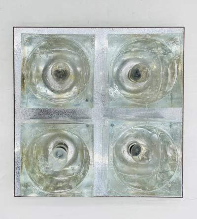  Lightolier Flush Mount Chrome Murano Glass Ceiling Light by Sciolari for Lightolier