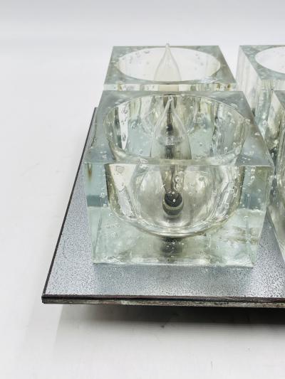  Lightolier Flush Mount Chrome Murano Glass Ceiling Light by Sciolari for Lightolier