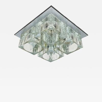  Lightolier Flush Mount Chrome Murano Glass Ceiling Light by Sciolari for Lightolier