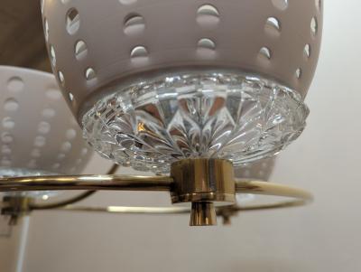  Lightolier Gerald Thurston Brass Crystal Chandelier Pendant Lightolier