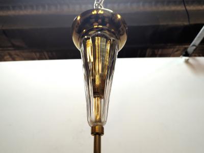  Lightolier Gerald Thurston Brass Crystal Chandelier Pendant Lightolier