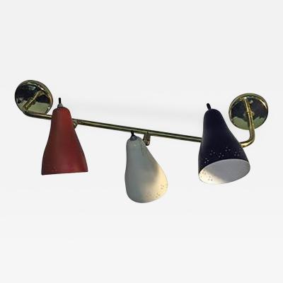  Lightolier Great Lightolier Mid Century Three Enameled Metal Shade Light Sconce